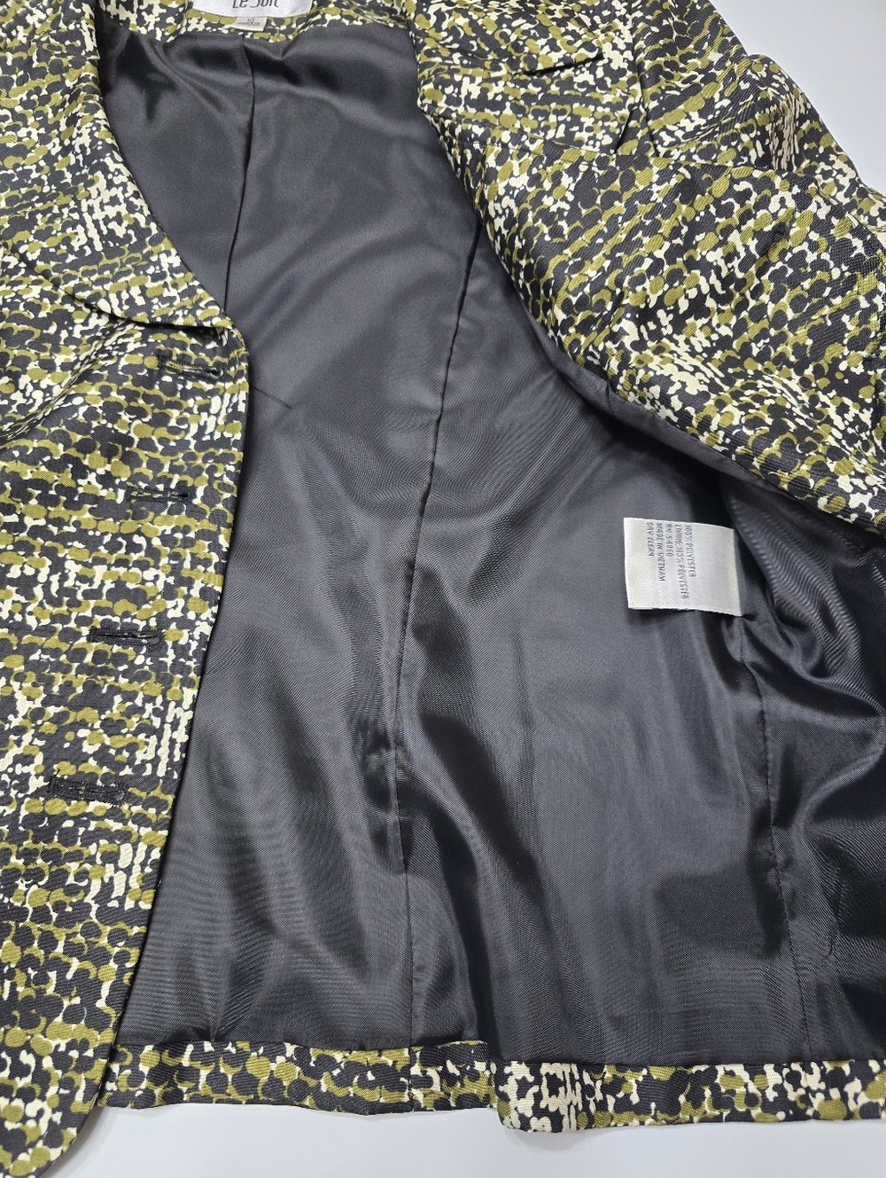 Le Suit Black and Olive Green Skirt & Blazer Size 10 - Picture 11 of 14